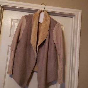 Drape front sherling sweater